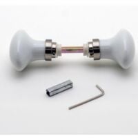 Bouton double porcelaine blanche base nickel