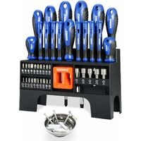 Siegen 44 Piece Screwdriver Allen Key Torx Hex & Bit Tool Set & Storage Stand 