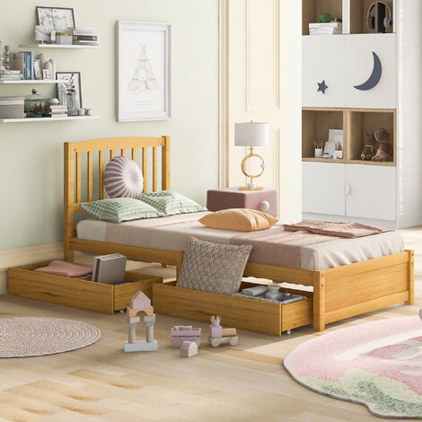 Merax Kinderbett 90x200cm Mit Mega-Stauraum - Multifunktionsbett Mit Schubladen, Regal & Ladestation