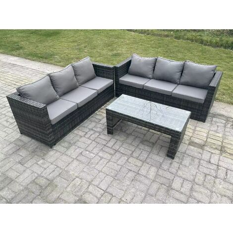 Fimous Outdoor Rattan Garden Furniture Lounge Sofa Set With Oblong Rectagular Coffee Table (1/4)