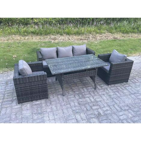 Fimous 5 Seater PE Wicker Rattan Garden Furniture Set Patio Chair and ...