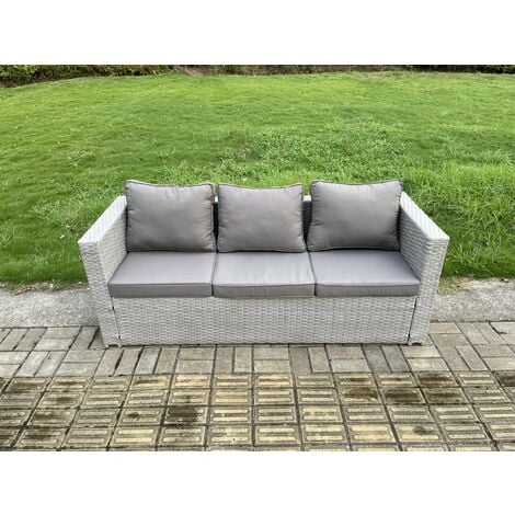 Fimous Outdoor Rattan Garden Funiture Set Height Adjustable Rising Lifting Table Sofa Dining Set with Big Footstool
