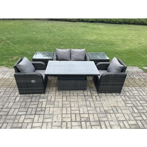 Fimous Outdoor Rattan Garden Furniture Set Height Adjustable Rising ...