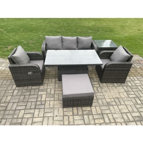 Fimous Wicker PE Rattan Outdoor Garden Furniture Set Height Adjustable ...