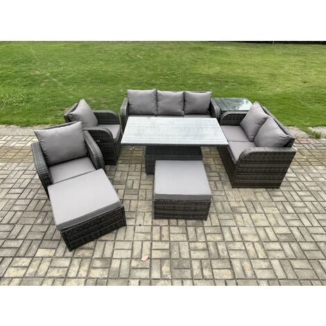 Fimous Outdoor Rattan Furniture Garden Dining Set Patio Height ...