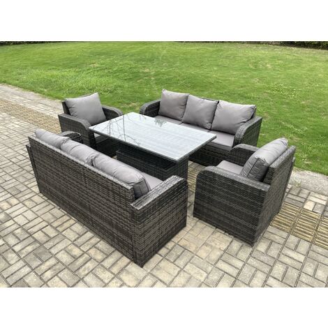 Fimous 8 Seater PE Rattan Outdoor Garden Furniture Sets Height ...