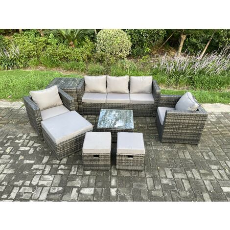 Fimous Seater Wicker Rattan Garden Furniture Sofa Set With Side Table