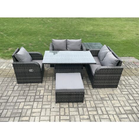 Fimous Wicker PE Rattan Furniture Garden Dining Set Outdoor Height ...