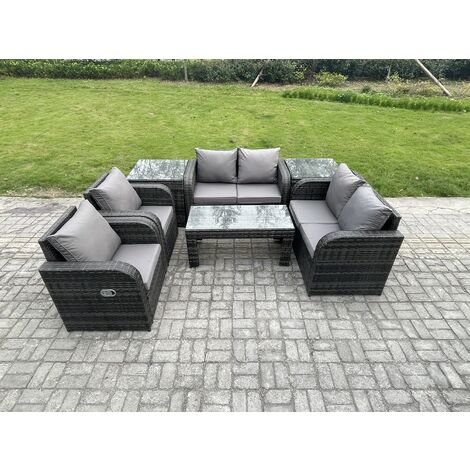 Fimous 7 Piece Rattan Garden Furniture Set Outdoor Patio Sofa, Table and Chairs Garden Table Ideal for Pool Side, Balcony, Outdoor and indoor Conservatory Patio Set (1/5)