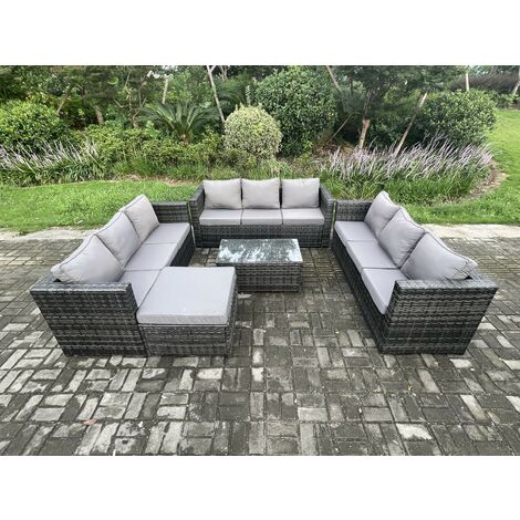 Fimous Outdoor Lounge Sofa Set Wicker PE Rattan Garden Furniture Set ...