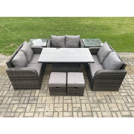 Fimous Rattan Garden Outdoor Furniture 3 PC Love Sofa Set Patio ...