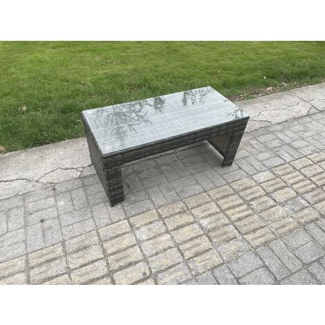 Fimous Patio Garden Furniture Sets Wicker 6 Seater Outdoor Rattan Furniture Sofa Sets with Rectangular Coffee Table Reclining Chair