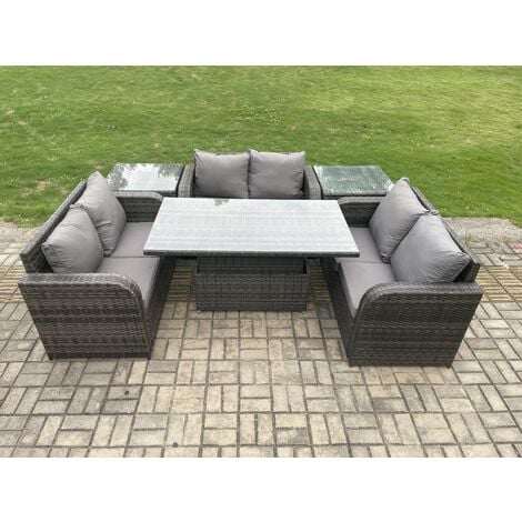 Fimous Rattan Garden Outdoor Furniture 3 PC Love Sofa Set Patio ...