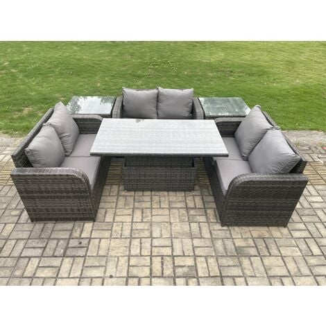 Fimous Rattan Garden Outdoor Furniture 3 PC Love Sofa Set Patio ...