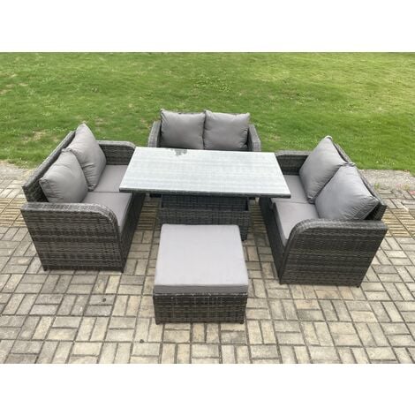 Fimous Rattan Garden Outdoor Furniture 3 PC Love Sofa Set Patio ...