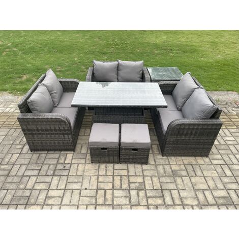 Fimous Rattan Garden Outdoor Furniture 3 PC Love Sofa Set Patio ...