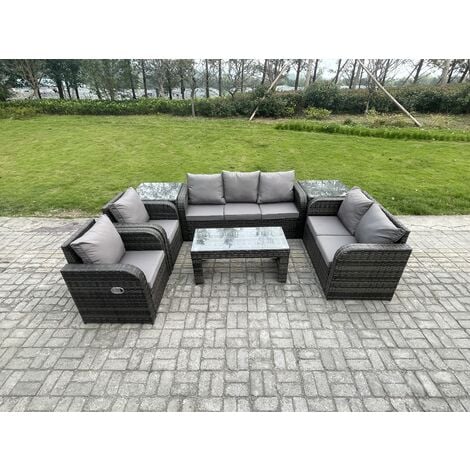 Fimous Outdoor Rattan Garden Furniture Set Rattan Lounge Sofa Set with ...