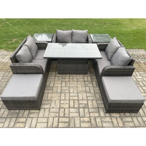 Fimous Rattan Garden Outdoor Furniture 3 PC Love Sofa Set Patio ...