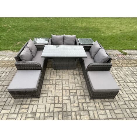 Fimous Rattan Garden Outdoor Furniture 3 PC Love Sofa Set Patio ...