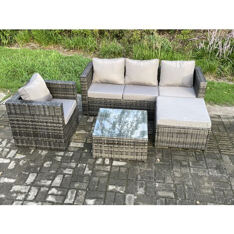 Fimous Rattan Garden Furniture Set Patio Outdoor Lounge Sofa Set with ...