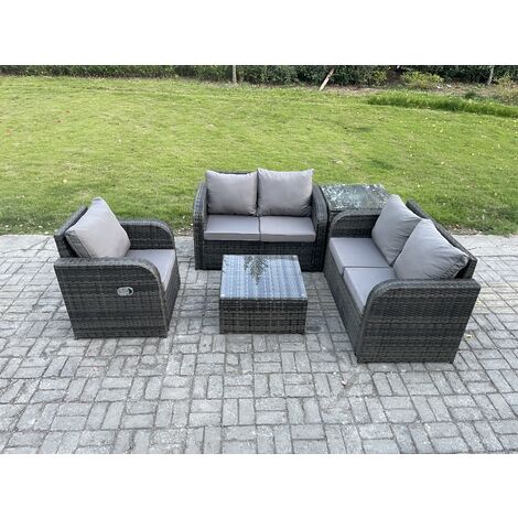 Fimous 5 Piece Garden Furniture Sets 5 Seater Outdoor Patio Furniture Set Weaving Wicker Rattan Sofa Chair and Table with Side Table (1/5)