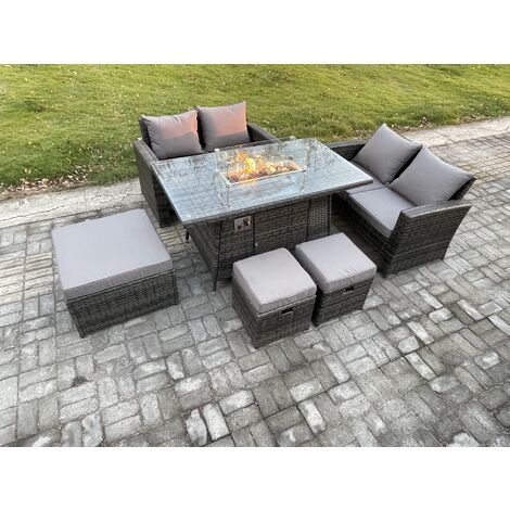 Fimous 7 Seater Rattan Garden Furniture Set Outdoor Lounge Sofa Chair ...