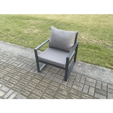 Fimous Aluminium Outdoor Garden Chair Patio Armchair Single Sofa for Balcony, Terrace,Swimming Pool Dark Grey