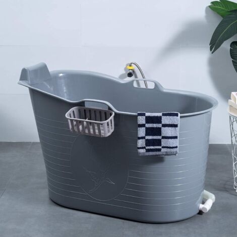 Fimous Bathtub for Adults, Soaking Bathtub for Hot Bath and Ice Bath Freestanding Bath Tub Grey (1/3)
