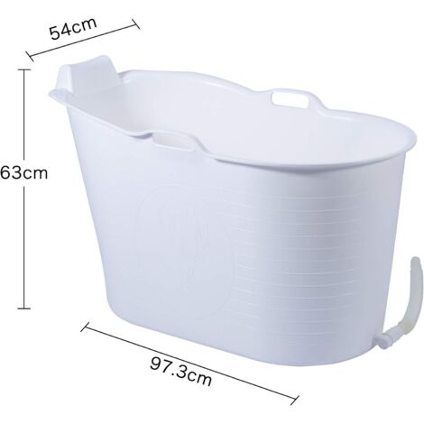Fimous Bathtub for Adults, Soaking Bathtub for Hot Bath and Ice Bath Freestanding Bath Tub White