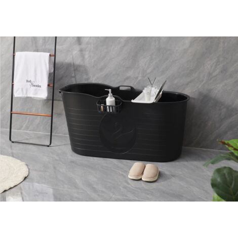 Fimous Bathtub Adults Freestanding Bath for Hot Bath and Ice Bath for Small Bathroom Black