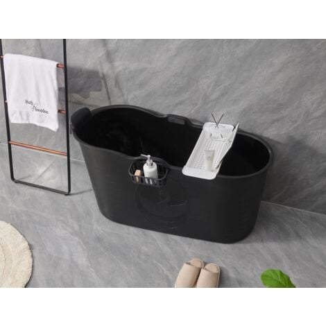 Fimous Bathtub Adults Freestanding Bath for Hot Bath and Ice Bath for Small Bathroom Black