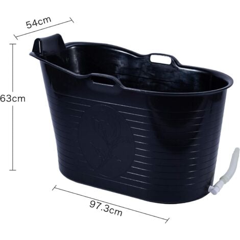 Fimous Bathtub for Adults, Soaking Bathtub for Hot Bath and Ice Bath Freestanding Bath Tub Black
