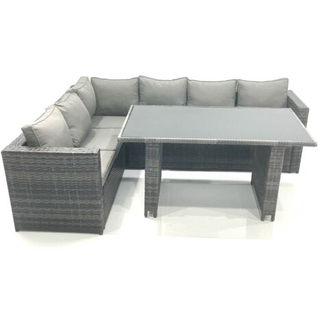 Fimous Lounge Rattan Corner Sofa Set Outdoor Garden Furniture Rectangular Dining Table Chair Set (1/5)
