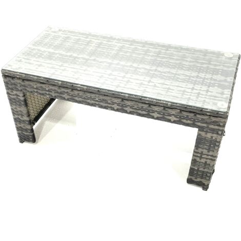 Fimous 8 Seater Rattan Garden Furniture Set Outdoor Lounger Sofa with Coffee Table 2 Armchair 3 Footstools 2 Side Tables Dark Grey Mixed
