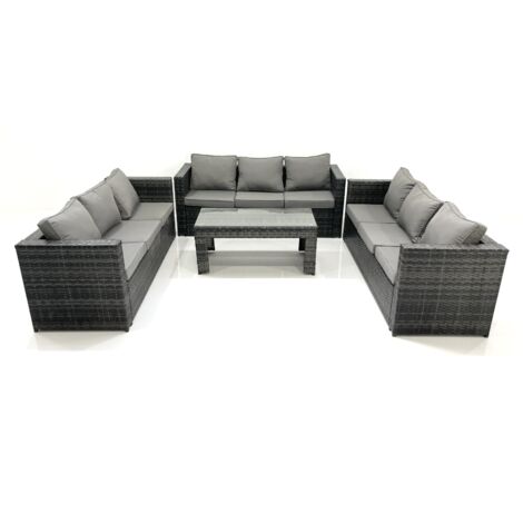 Fimous Outdoor Garden Furniture Set 9 Seater Rattan Sofa Set with Coffee Table Dark Grey Mixed (1/5)