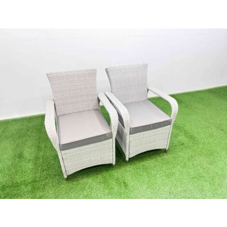 Fimous Rattan Garden Furniture Set with Rectangular Dining Table And Dining Chairs 6 Seater Light Grey Mixed