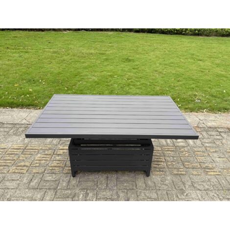 Fimous Aluminium Outdoor Adjustable Rising Lifting Dining Table Garden Furniture Dark Grey