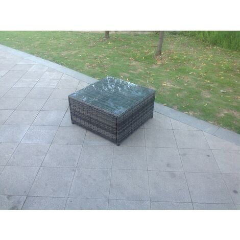 square rattan coffee table outdoor garden furniture patio Grey