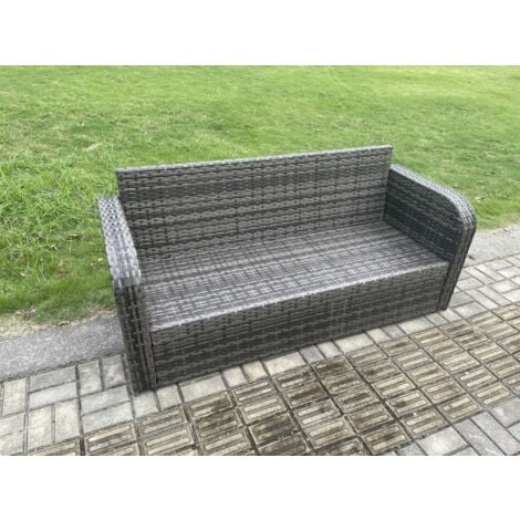 Fimous High Back 3 Seater Rattan Sofa Patio Outdoor Garden Furniture With Cushion
