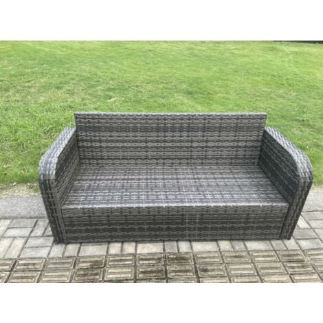 Fimous High Back 3 Seater Rattan Sofa Patio Outdoor Garden Furniture With Cushion