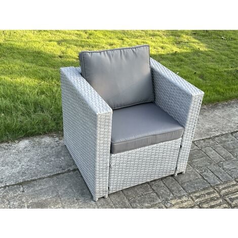 Fimous Light Grey Rattan Single Chair Patio Outdoor Garden