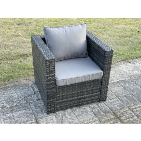 Fimous Outdoor Rattan Garden Furniture Corner Sofa Burner Gas Fire Pit Table Sets Lounge Chairs Dark Grey 8 Seater