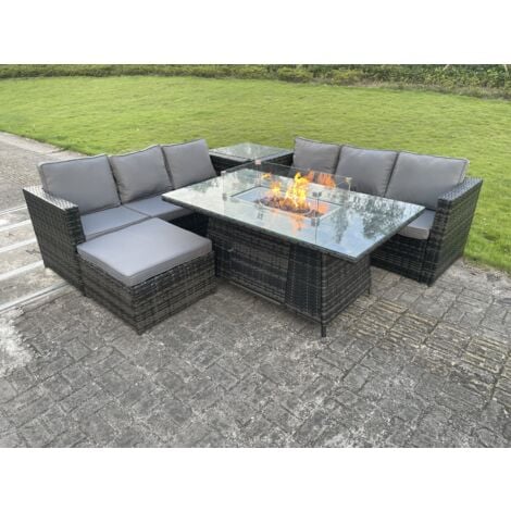 Garden lounge set on sale with fire pit