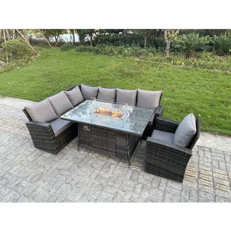 Fimous Outdoor Rattan Corner Sofa Garden Furniture High Back Sofa Set ...