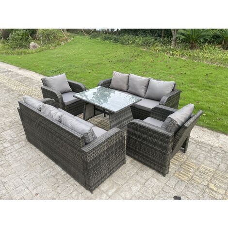 Fimous Outdoor Rattan Garden Furniture Sofa Set Dining Table Recling ...