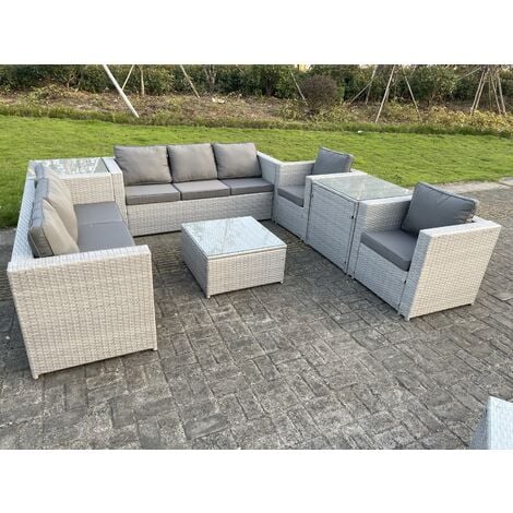 Fimous Light Grey Outdoor PE Rattan Garden Furniture Set Wicker Sofa ...