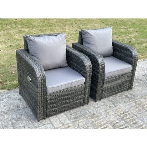 Fimous PE Rattan Garden Furniture Set Adjustable Chair Sofa Lounge Sofa Set Oblong Coffee Table