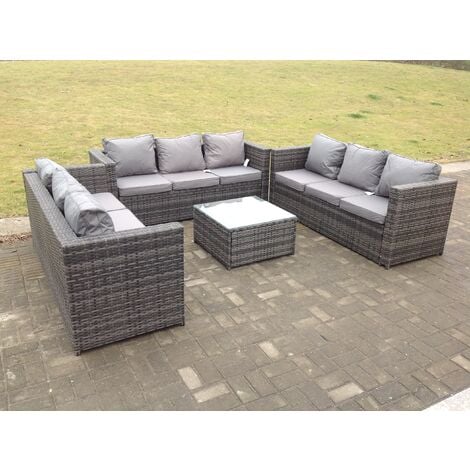 Fimous Outdoor Rattan Garden Furniture Lounge Sofa Set With Square ...