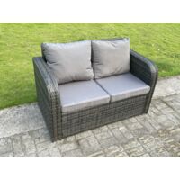 2 Seater Curved Arm Rattan Love Sofa Patio Outdoor Garden Furniture With Cushion