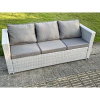 9 Seater light Grey Rattan Sofa Set Chairs 2 Coffee Table Footstool Outdoor Garden Furniture